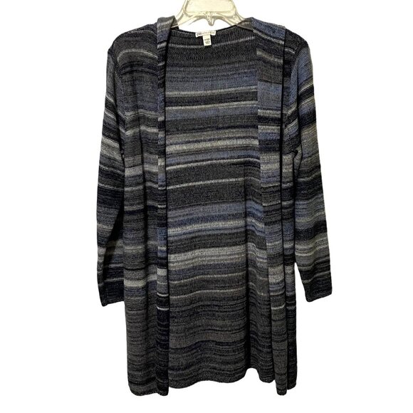 CATO Open Front Cardigan Size 14W 16W Gray Beachy Lagenlook Sweater Hoodie - Picture 1 of 6